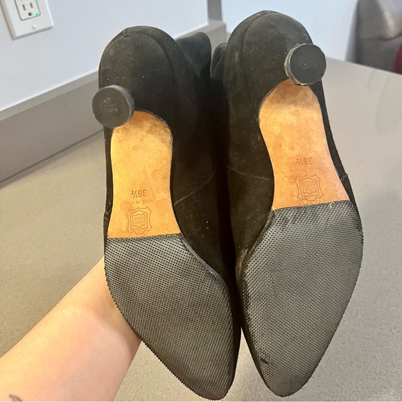 Vero Cuoio Suede Leather Button Up Ankle Boots - Black Kitten Heel Booties - Picture 9 of 9